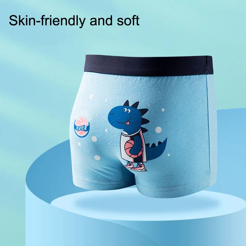 Boys Boxer Briefs 4-Pack – Cotton Cartoon Underwear Ages 3–14