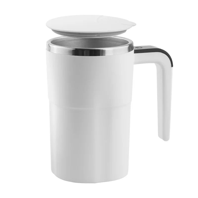 380ml USB Electric Magnetic Stirring Mug – Stainless Steel Self-Mixing Coffee Cup with Lid