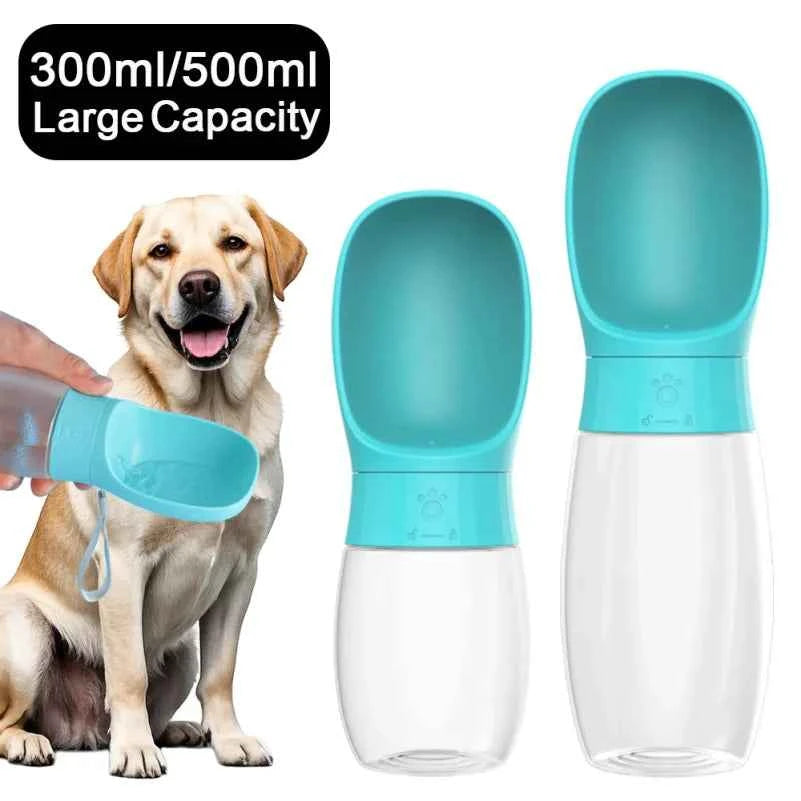 Portable Dog Water Bottle & Drinking Bowl – 300ml/500ml Travel Pet Dispenser