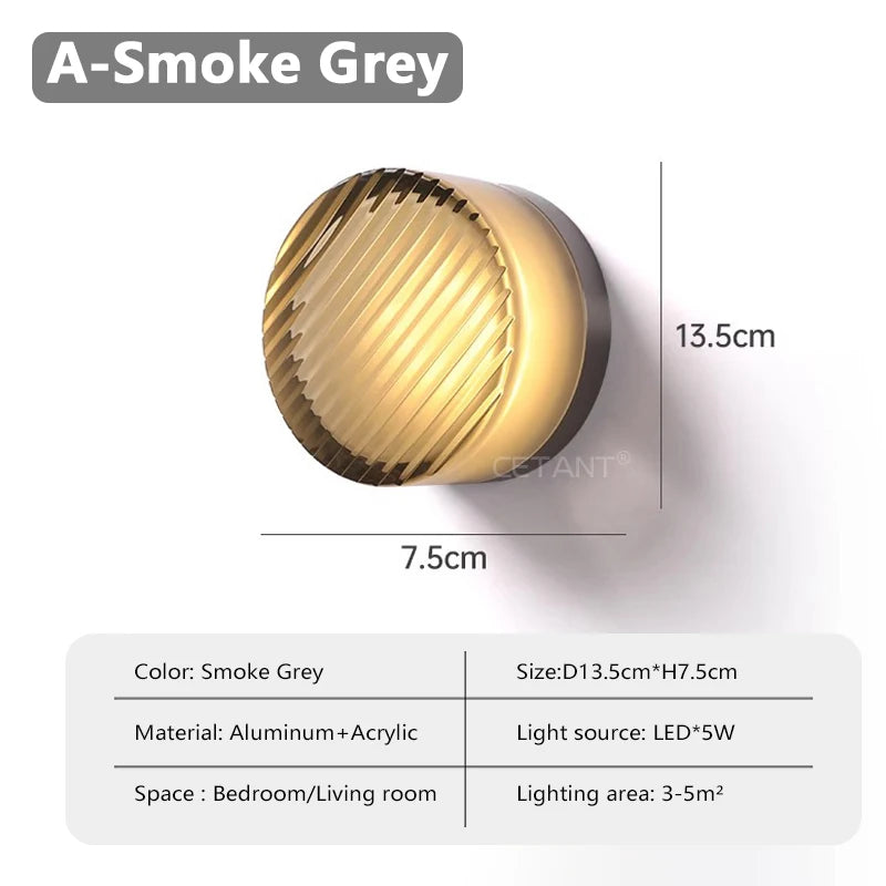 Modern LED Wall Lamp Living Room Amber Jelly Decor Wall Sconces  Corridor Study Dining Room  Home Decoration Smokey Grey Fixture - Dripshop