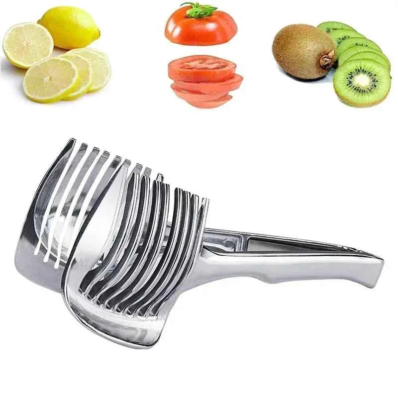 Stainless Steel Handheld Fruit Slicer – Lemon, Orange, Tomato & Onion Cutter