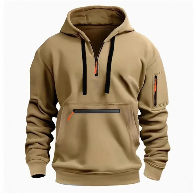 Men's Half-Zip Hoodie | Multi-Pocket Outdoor Casual Sweatshirt - Dripshop