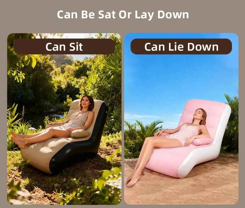 Inflatable Lounger Sofa with Storage Bag – Foldable Compact Seat Cushion for Living Room & Bedroom