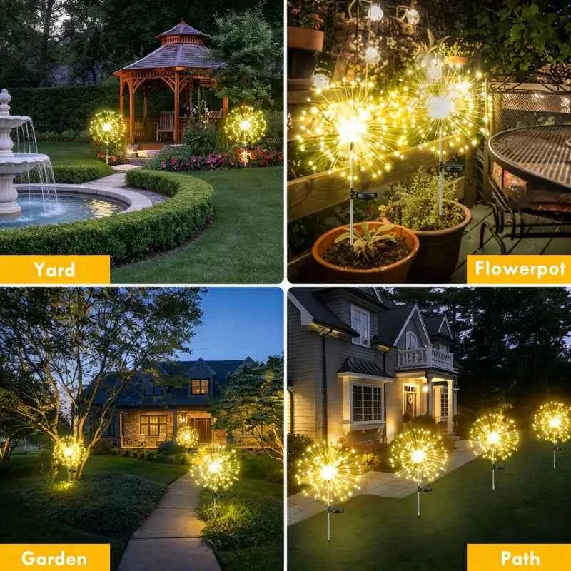 Solar Fireworks Copper Wire LED Garden Lights – Outdoor Lawn & Courtyard Decor (1/4/8 Pack)