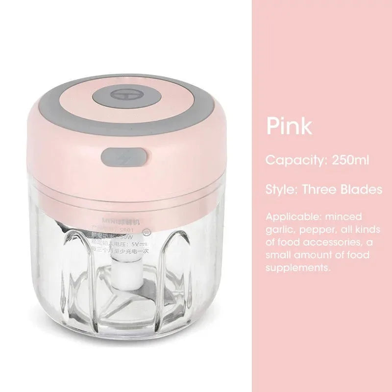 Electric Garlic Chopper – Mini Portable Veggie & Onion Blender (100ml / 250ml)