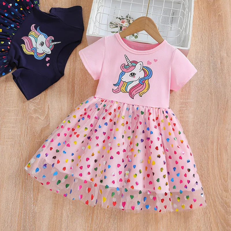 Girls Unicorn Sequin Princess Dress – Magic Fairy Tale Costume for Kids Daily Wear - Dripshop
