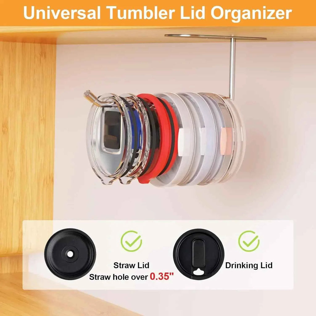 2-Pack Tumbler Lid Organiser – Self-Adhesive Kitchen Hook for Yeti, Stanley & More