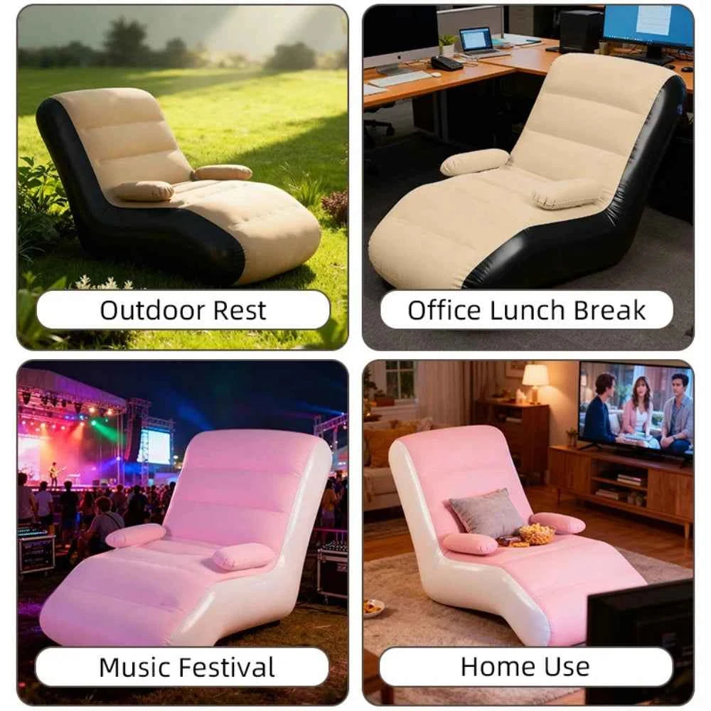 Inflatable Lounger Sofa with Storage Bag – Foldable Compact Seat Cushion for Living Room & Bedroom