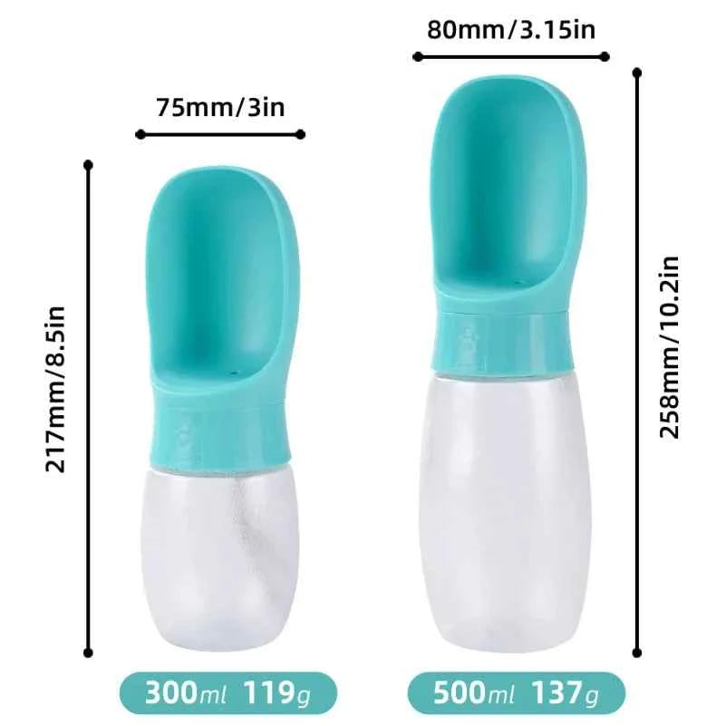 Portable Dog Water Bottle & Drinking Bowl – 300ml/500ml Travel Pet Dispenser