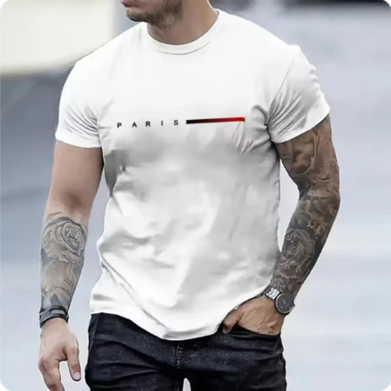 Paris Print Men's T-Shirt & Shorts Set – American Streetwear Two-Piece - Dripshop