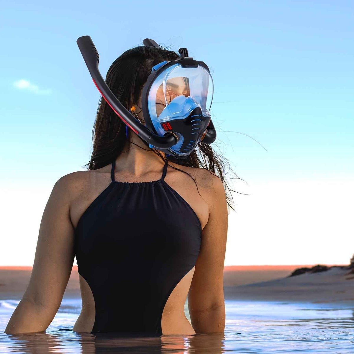 Full Face Snorkel Mask Set with Flippers – Complete Snorkelling Kit